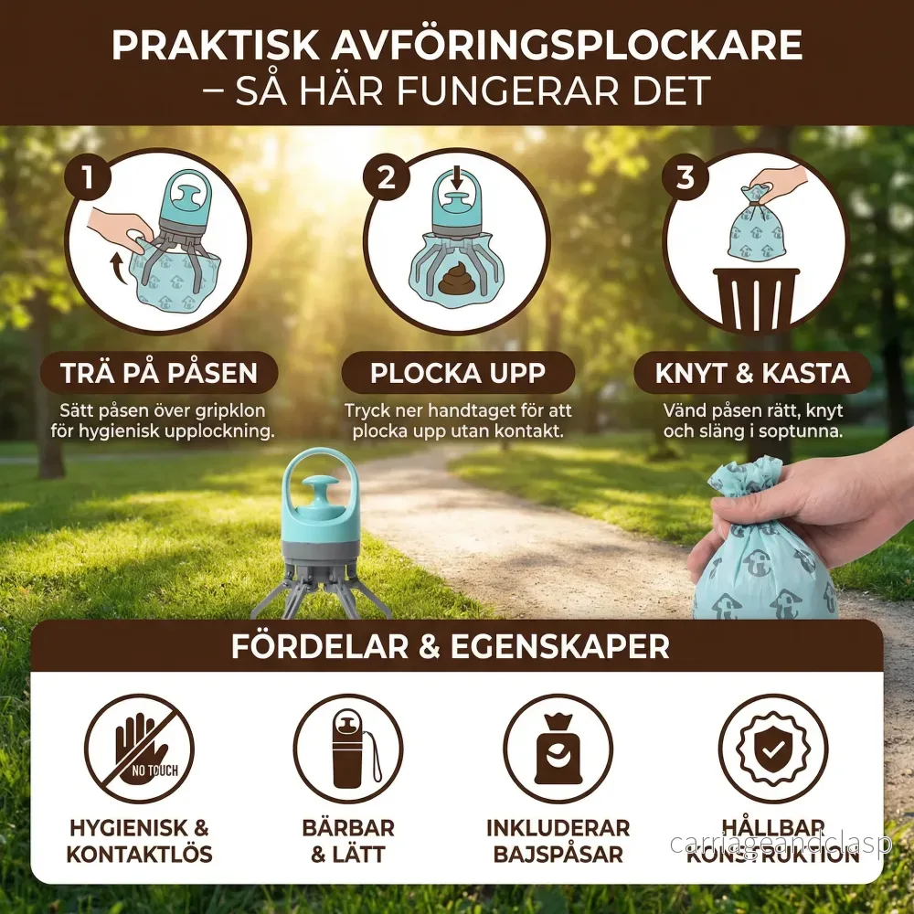 Praktisk avföringsplockare med bajspåsar – bärbart utomhusset - Bild 3