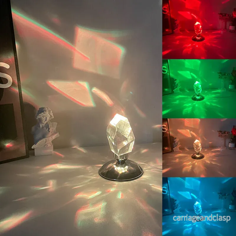 LuxorLite Diamant Crystal LED Bordslampa | Lyxig Stämningsbelysning | 3 eller 16 Färgbyte | Trådlös Nattlampa | Veska - Bild 3