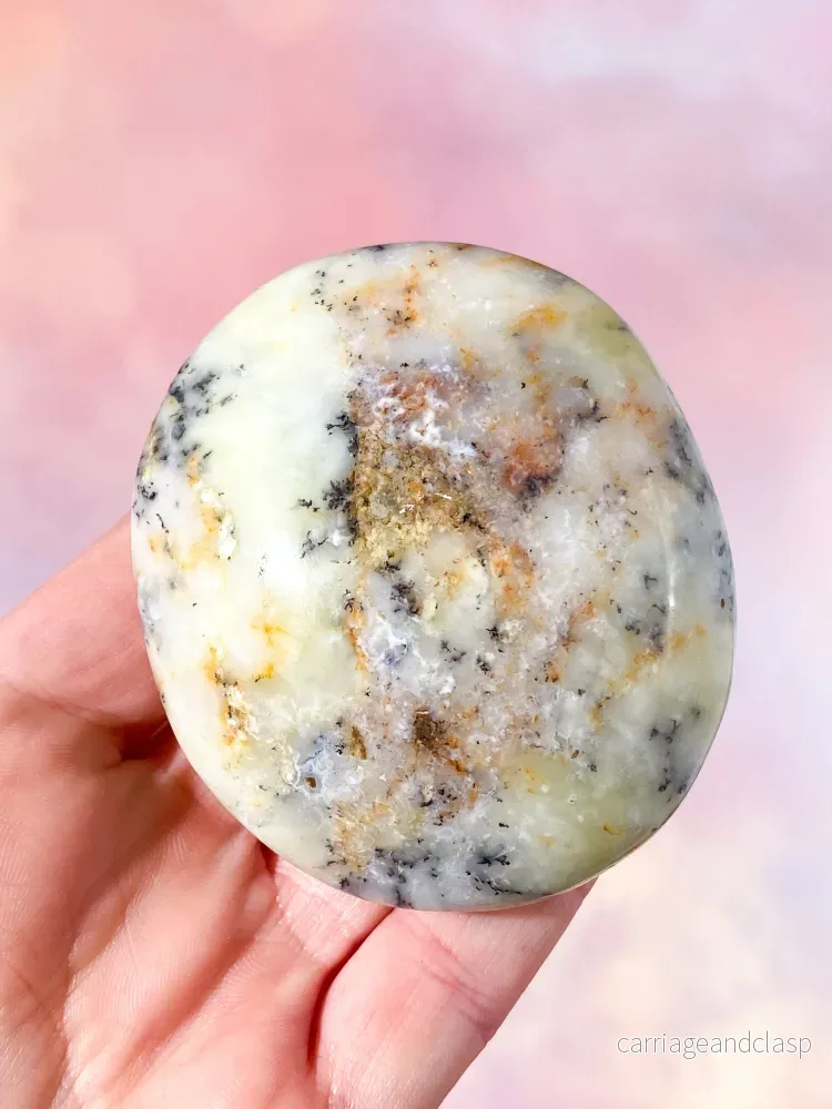 Grön Dendrit Opal Palmstone (Nr. 9) - Bild 2