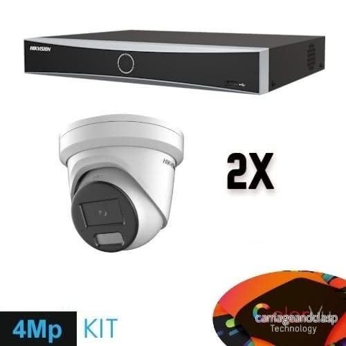 Hikvision Colorvu Set 2x Turret 4MP-inspelare + kablage Hikvision Colorvu Set 2x Turret 4MP-inspelare + kablage