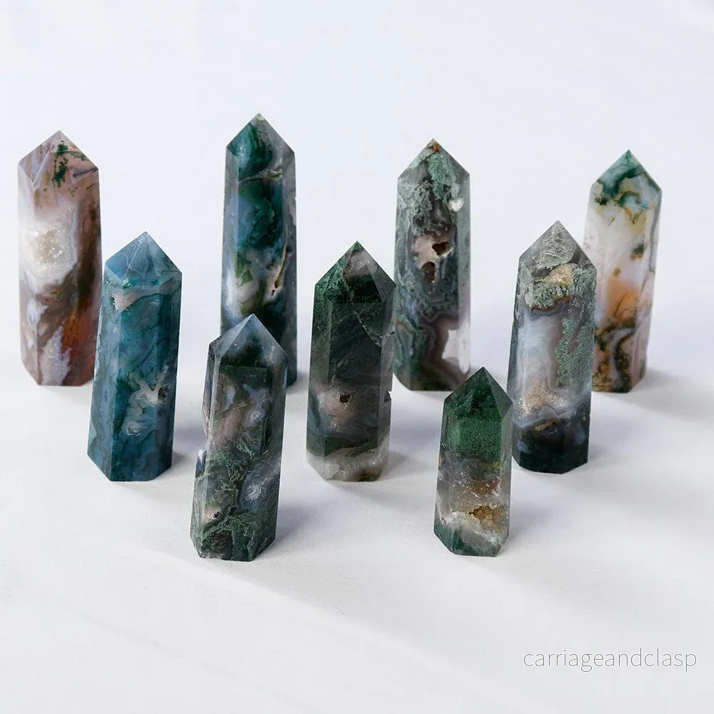 Moss Agate Point Tower Crystal | Veska - Bild 2