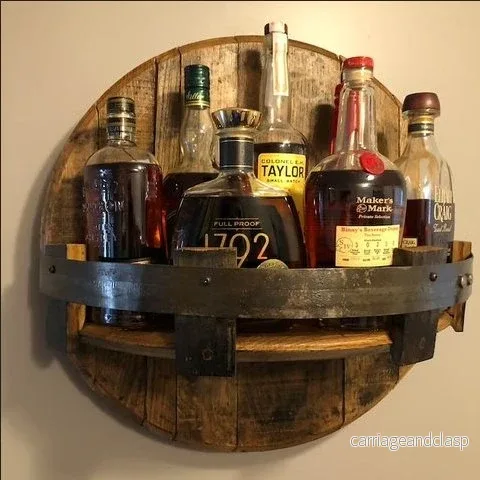 Rustik ek vägghylla för whiskeyburkar | Veska - Bild 2