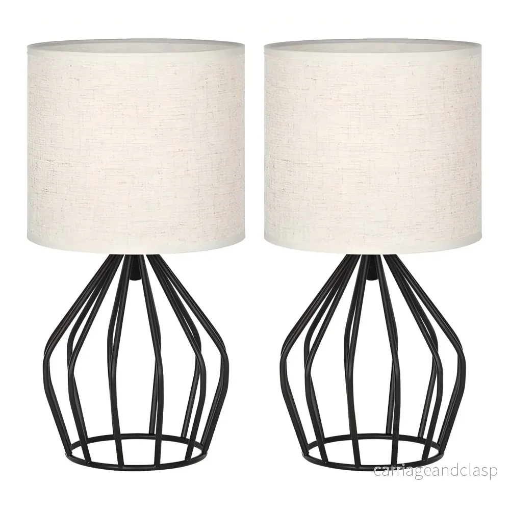 Veska | Elegant Bordslampa med Linneskärm och Metalbas – Perfekt Belysning - Bild 2