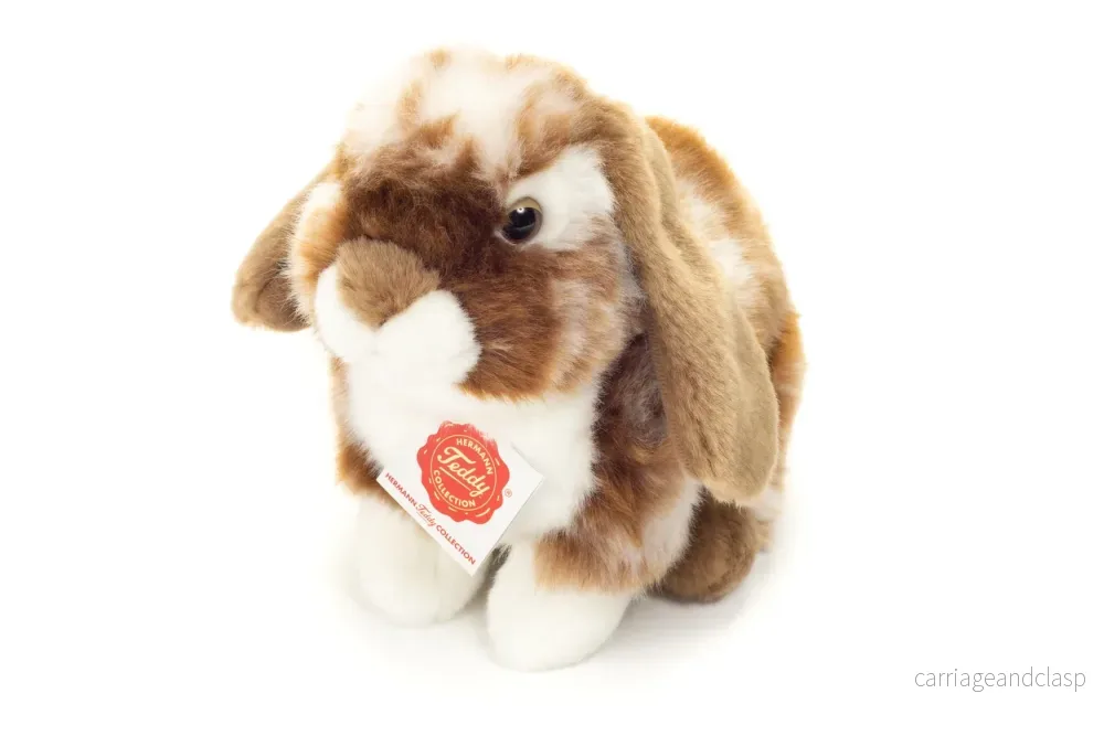 Hermann Teddy - Sittande kanin, mörkbrun med vita fläckar Gosedjur - Bild 2
