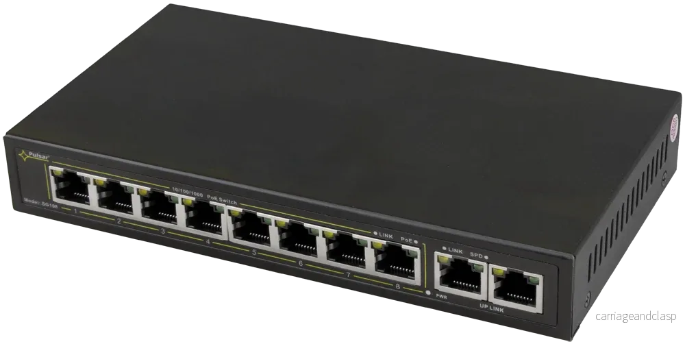 Pulsar SG108WP 8xPoE+ 2x uplink Gigabit-switch 120W för Pulsar-skåp