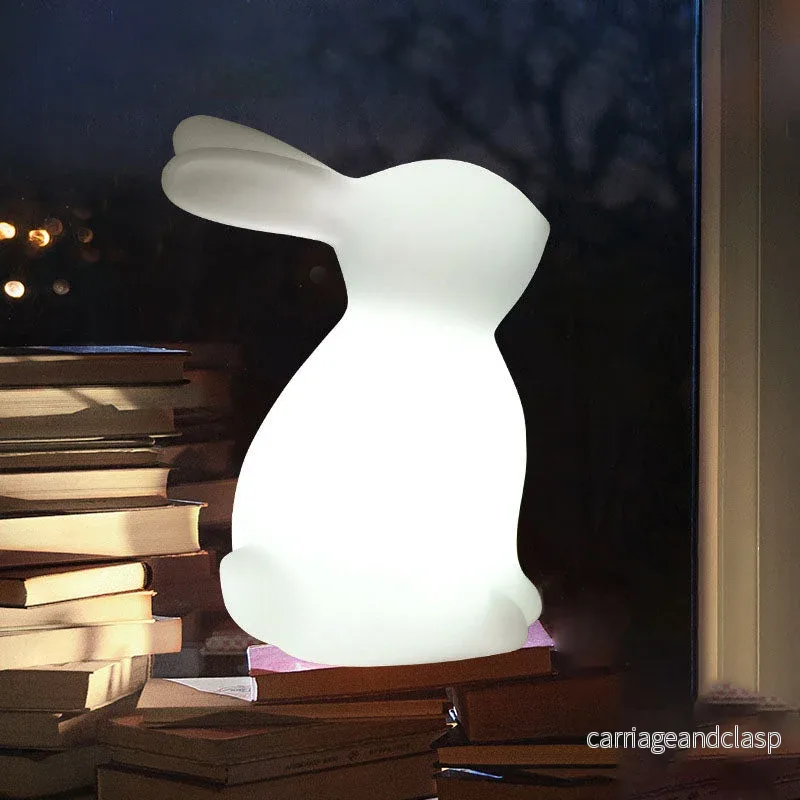 Samtida kreativ kanin PE LED bordslampa för sovrummet | Veska - Bild 2