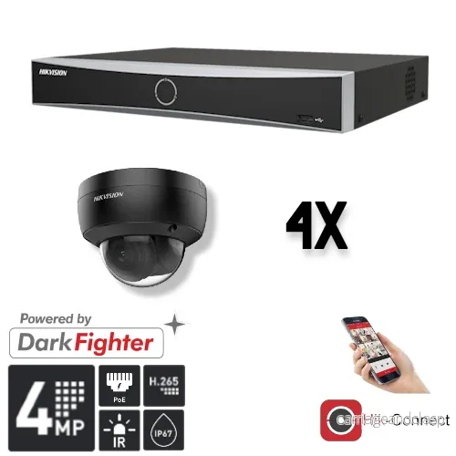 Hikvision Set 4x Dome 4MP + inspelare & kablage