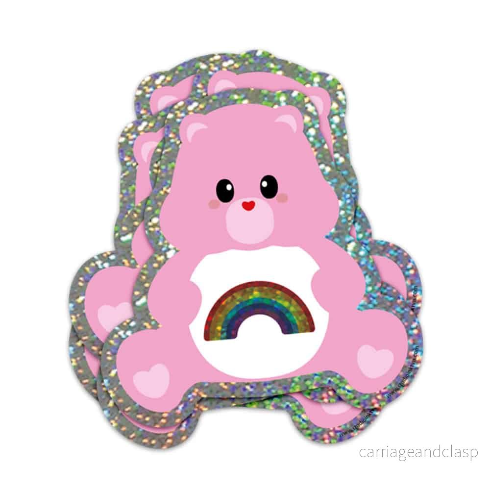 Glittrigt Care Bear Klistermärke – Kawaii Dekal för Laptop & Vattenflaska Glittrigt Care Bear Klistermärke – Kawaii Dekal för Laptop & Vattenflaska