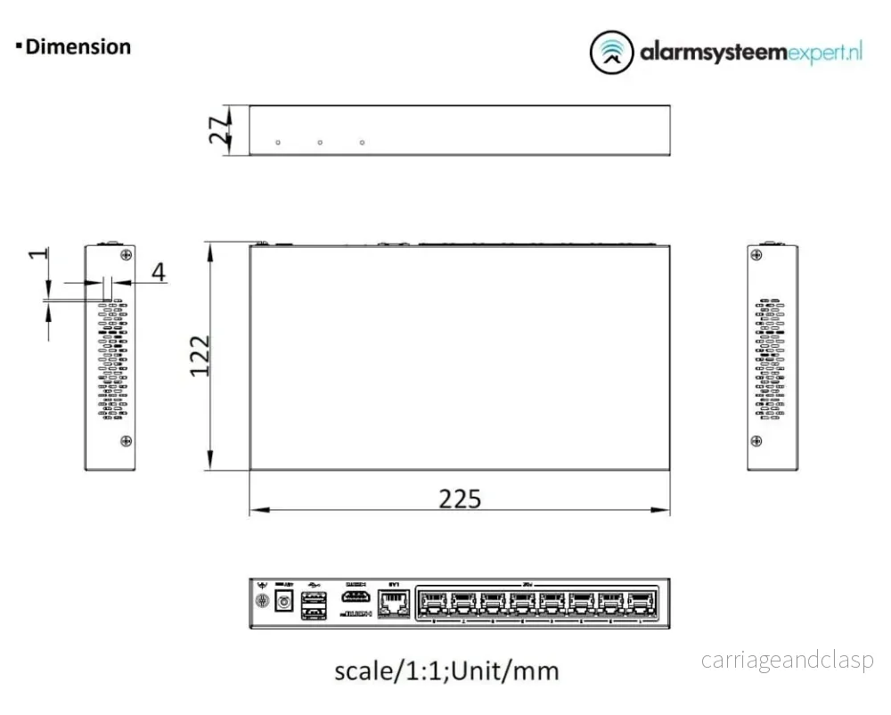 Hikvision DS-E08NI-Q1/8P, Inkl. 2TB SSD, Lämplig för 8 IP-kameror 8x PoE - Bild 3