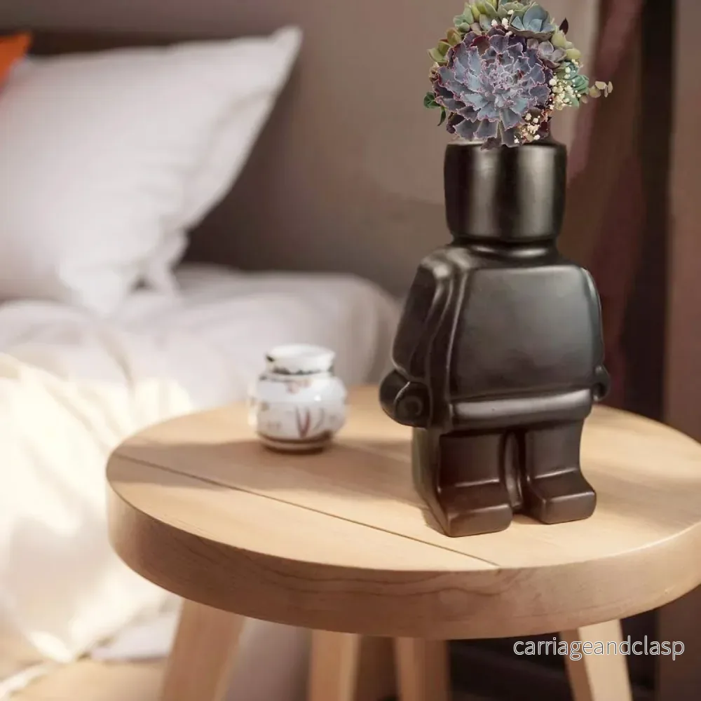 Royelux Nordic Keramisk Robot Vas - Lekfull Modern Dekoration | Veska