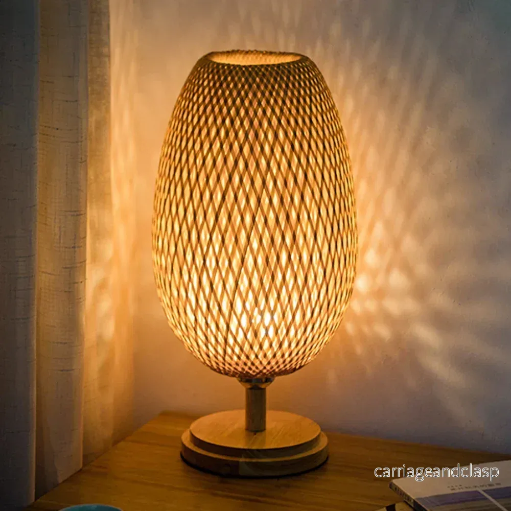 Rattanlampa - Steglös dimbar korglampa för sovrum och vardagsrumsdekoration | Veska - Bild 2