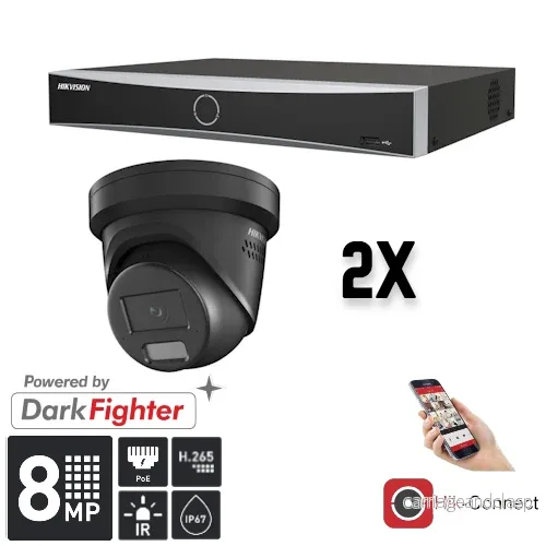 Hikvision Set 2x Turret 8MP + inspelare och kablage