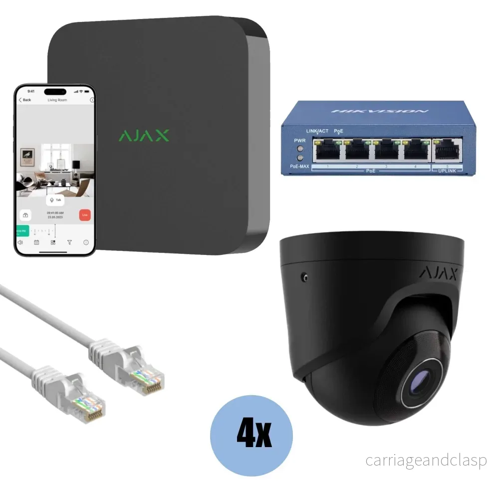 Ajax Systems Kit 4x Turret, NVR och kablage svart