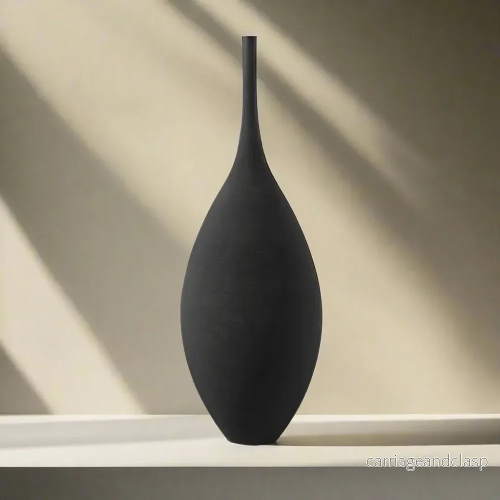 Minimalistisk keramikvas Handgjord matt dekorativ vas för modern hemdesign | Veska