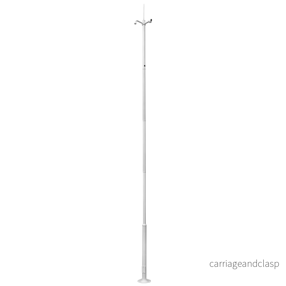 Kameramast 6 meter, vit, galvaniserat stål, åskledare