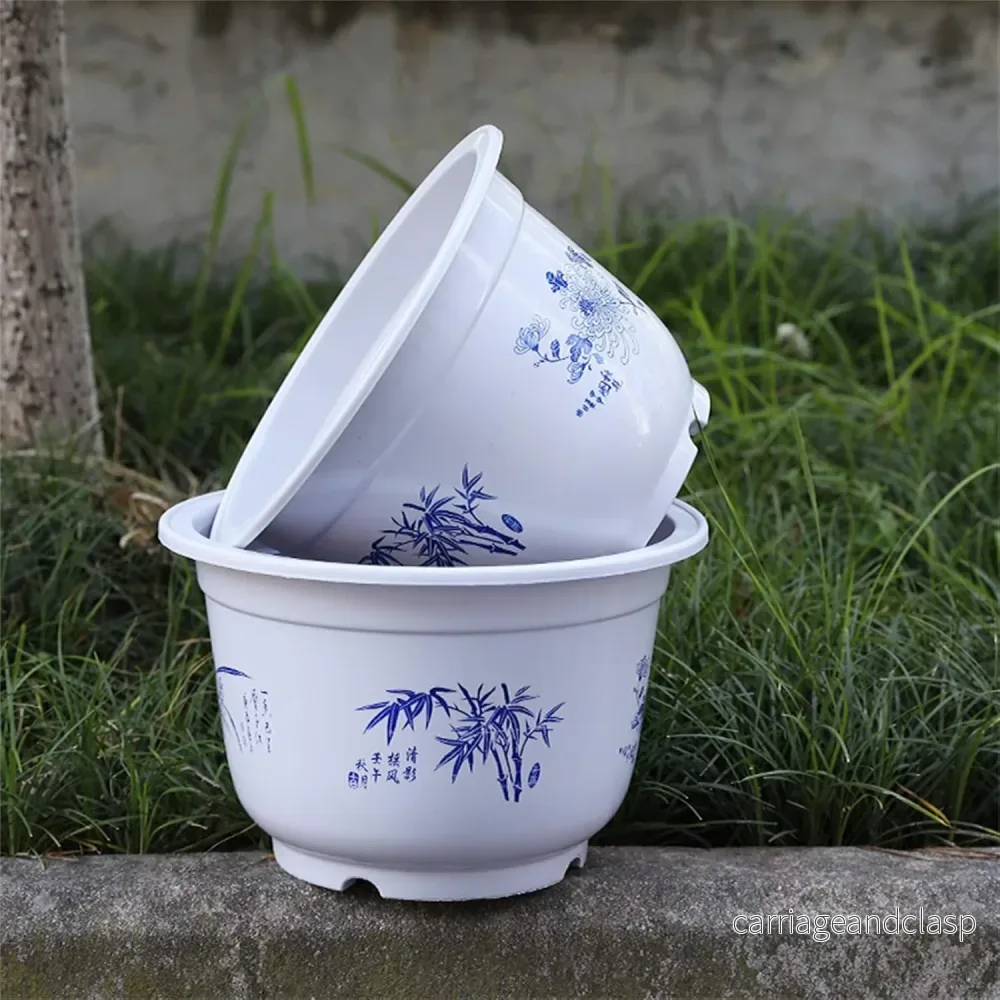 PlastVeskaomkruka med bambu motiv Elegant kruka för balkong och trädgård | Veska - Bild 2