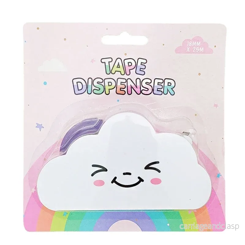 Söt Molnformad Tejphållare med Regnbågstejp - 25m x 1,8cm Kawaii Skrivbord - Bild 2