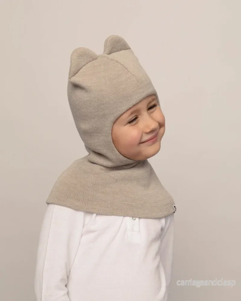 Balaklava i merinoull, beige