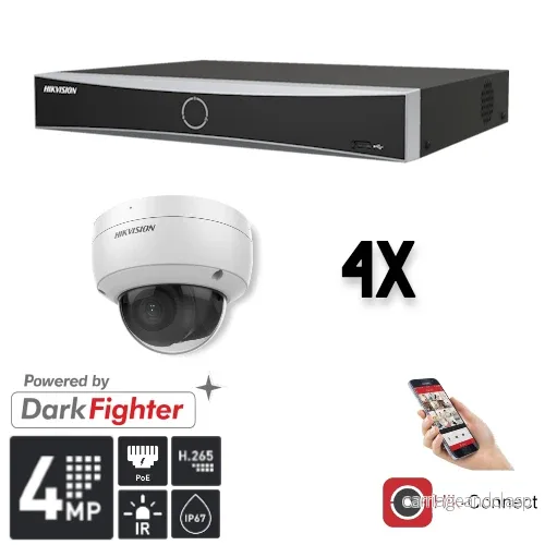 Hikvision Set 4x Dome 4MP + inspelare & kablage Hikvision Set 4x Dome 4MP + inspelare & kablage