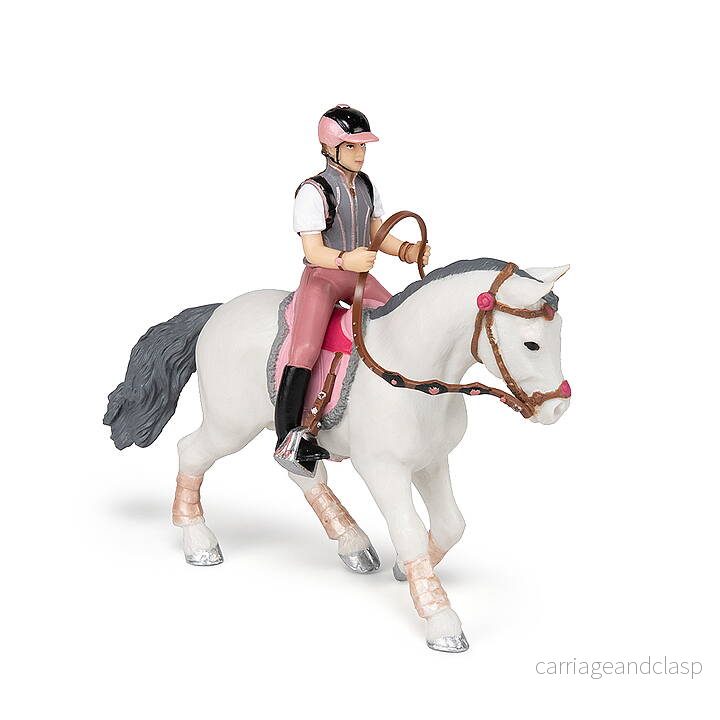 Papo - Ponny skrittande, med sadel rosa schabrak - Bild 2