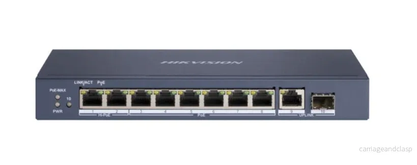 Hikvision DS-3E0510HP-E, Gigabit (High) PoE-switch, 8 portar, 1x upplänk