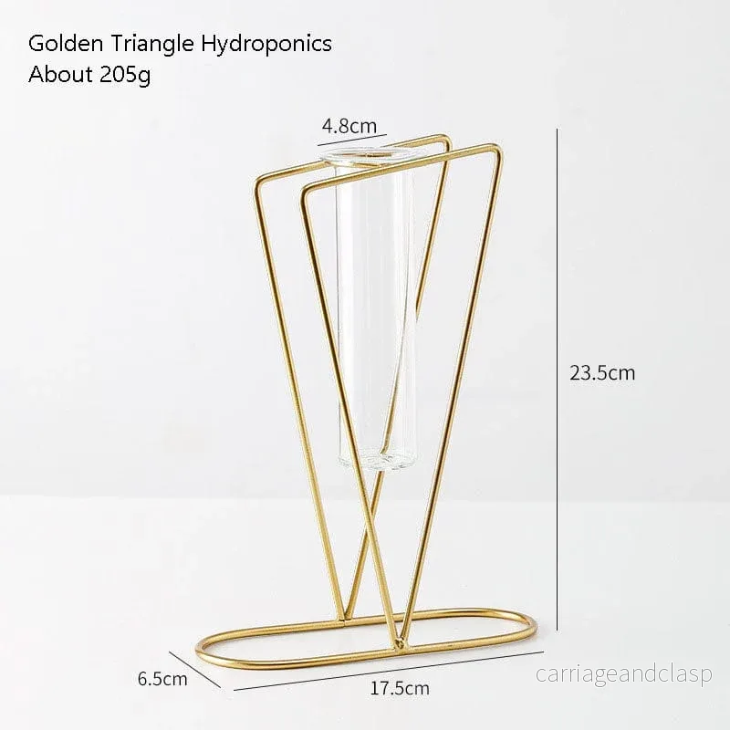 Skandinavisk stil enkel geometrisk metall smidd järn transparent glas hydroponisk vas | Veska - Bild 2