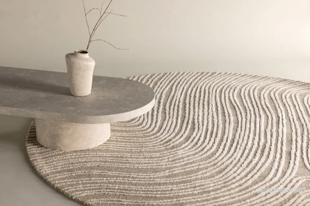 Melle Rund Matta Beige