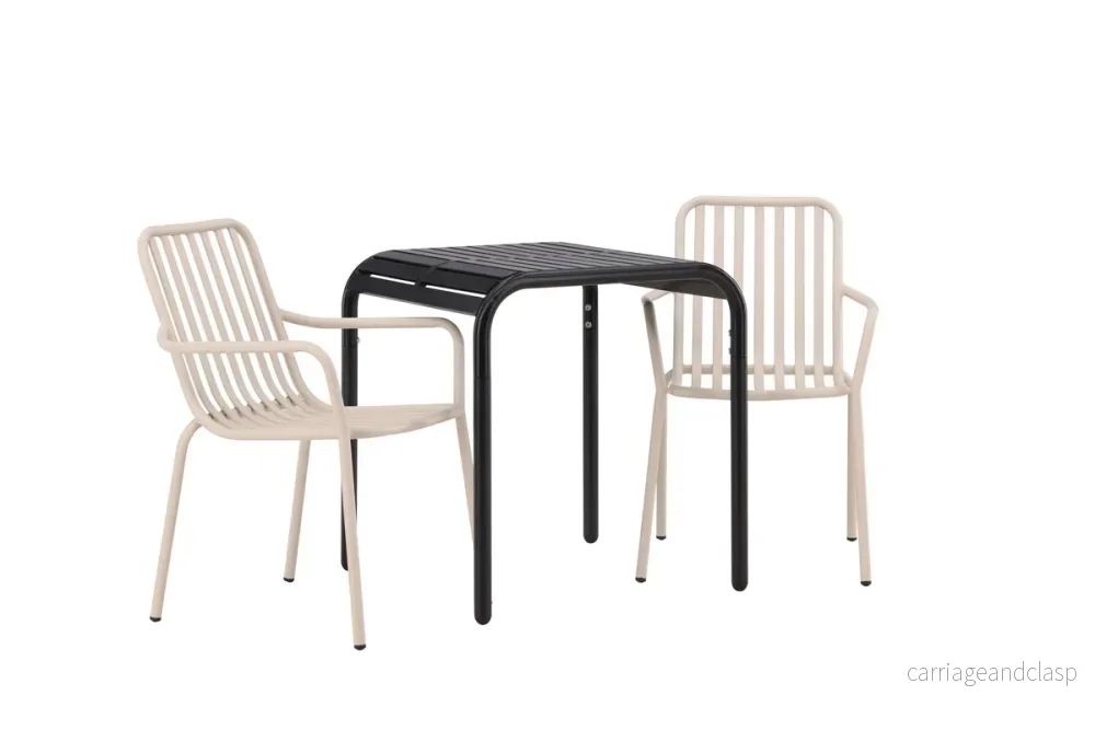 Borneo & Peking Cafebord Svart + Matstolar Beige - Bild 3