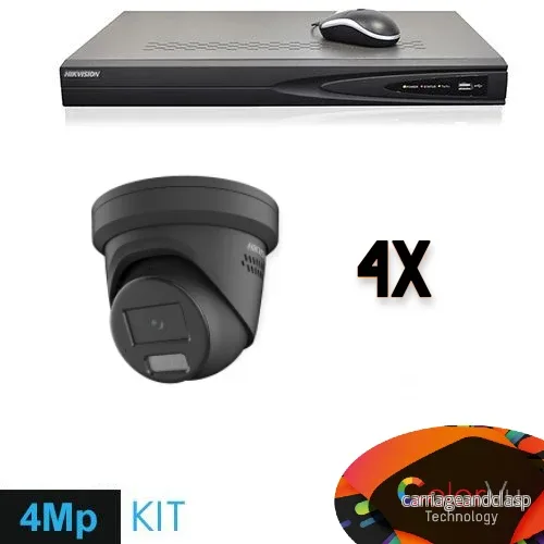 Hikvision Colorvu Set 4x Turret 4MP-inspelare + kablage Hikvision Colorvu Set 4x Turret 4MP-inspelare + kablage