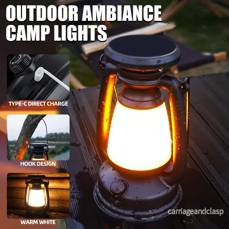 Veska | Nostalux Retro Lantern | LED Bordslampa med Fjärrkontroll | Uppladdningsbar & Dekorativ | För Hemmet, Camping & Bar - Bild 2