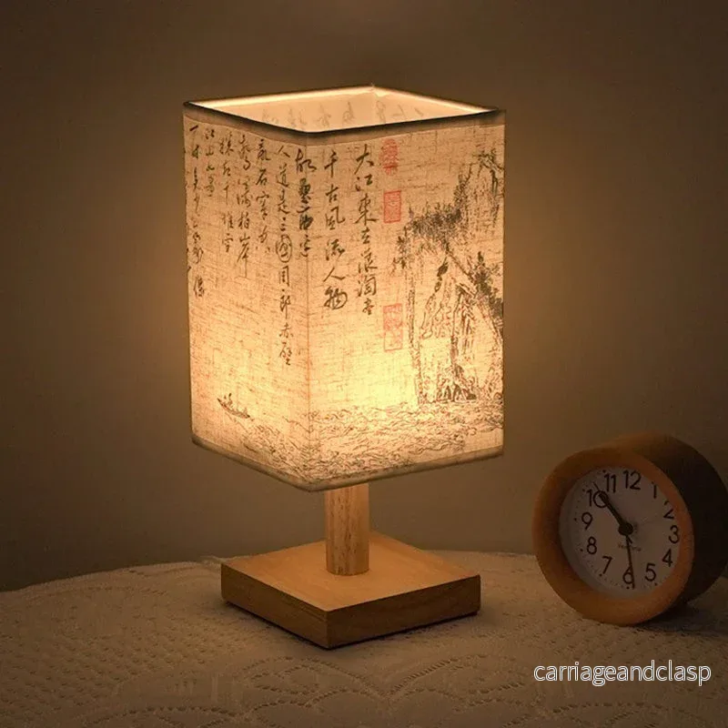 LED bordslampa i kvadratisk design – trådbas med japanskt mönster | Veska - Bild 3