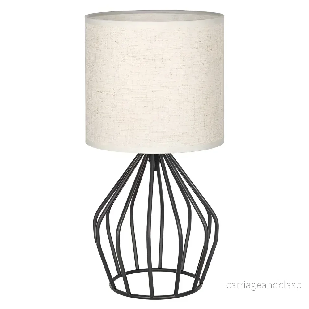 Veska | Elegant Bordslampa med Linneskärm och Metalbas – Perfekt Belysning