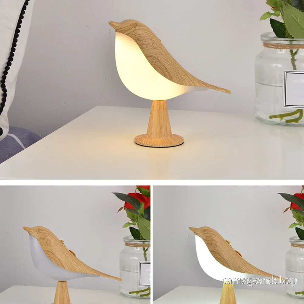 Bordslampa med fågeldesign i träfinish | Veska - Bild 2