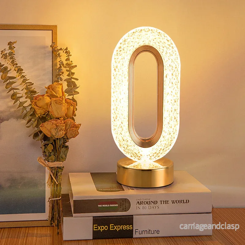 Kristall LED Bordslampa: Dimsbar, USB-laddning, Berörings- & Fjärrkontroll | Veska - Bild 2