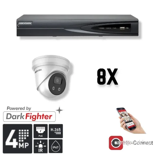 Hikvision Set 8x Turret 4MP + inspelare och kablage