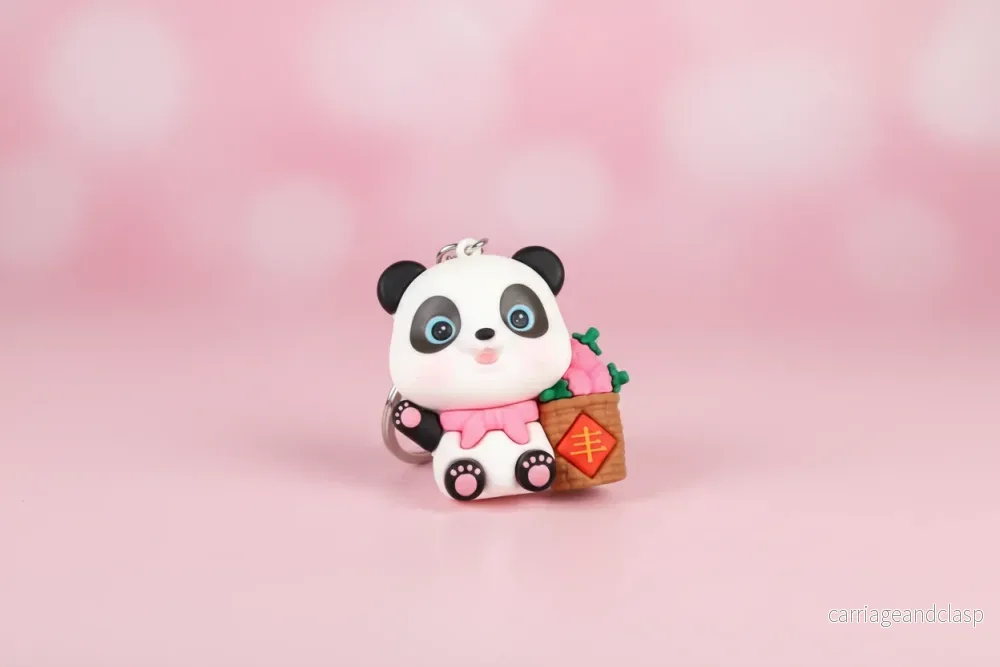 Söt Panda Nyckelring - Jordgubbar