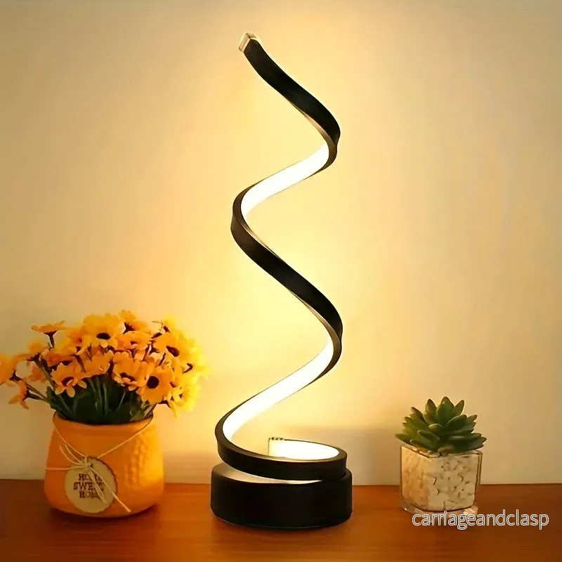Modern Spiral Bordslampa – Kreativ LED Skrivbordslampa med Mjuk Varm Ljus, Perfekt för Sovrum, Vardagsrum och Studieinredning | Veska Modern Spiral Bordslampa – Kreativ LED Skrivbordslampa med Mjuk Varm Ljus, Perfekt för Sovrum, Vardagsrum och Studieinredning | Veska