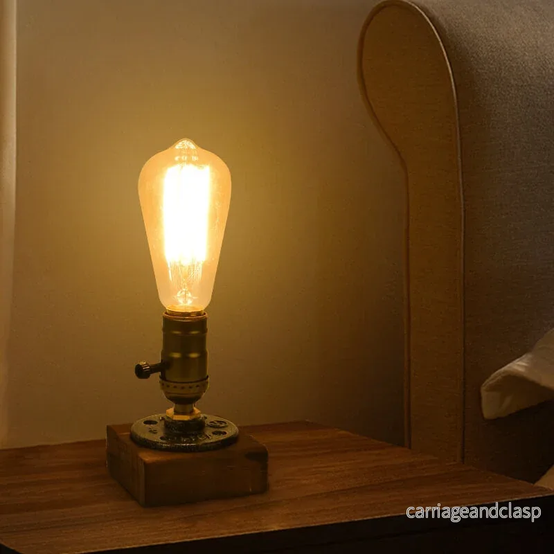 Vintage Industriell Järn Lampa Glödlampa 1-Lampa Bordslampa | Veska