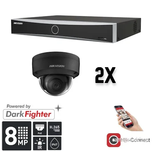 Hikvision Set 2x Dome 8MP + inspelare & kablage