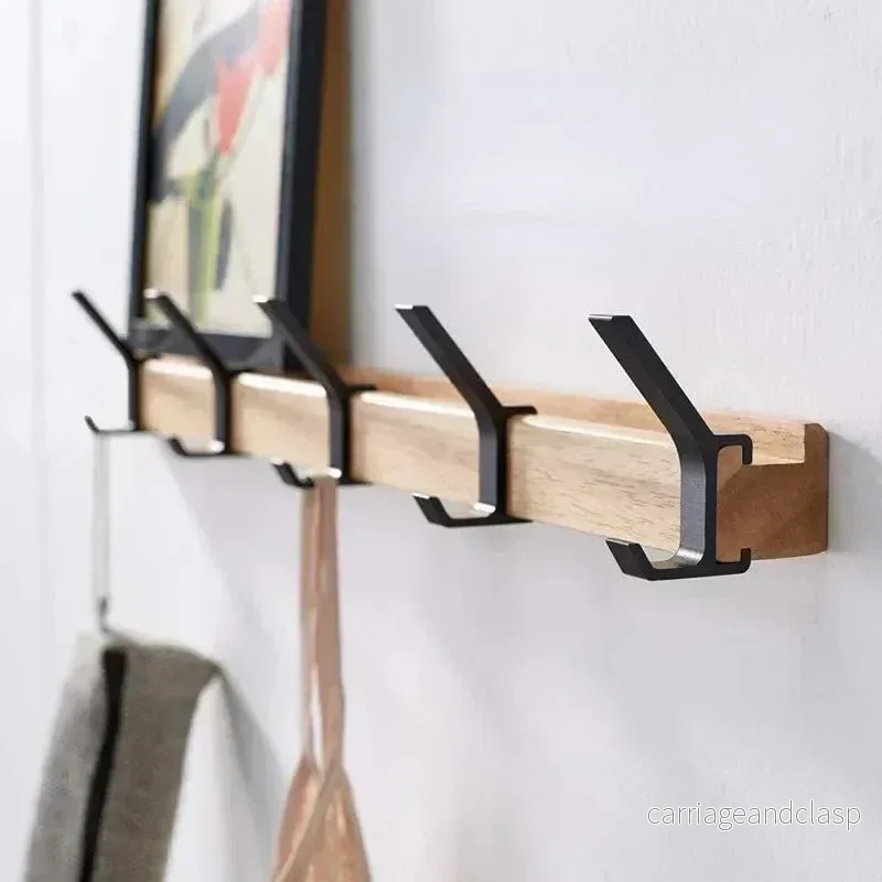 Bamboo Hylla - Med Aluminium Krokar - Väggmontering | Rova | Veska
