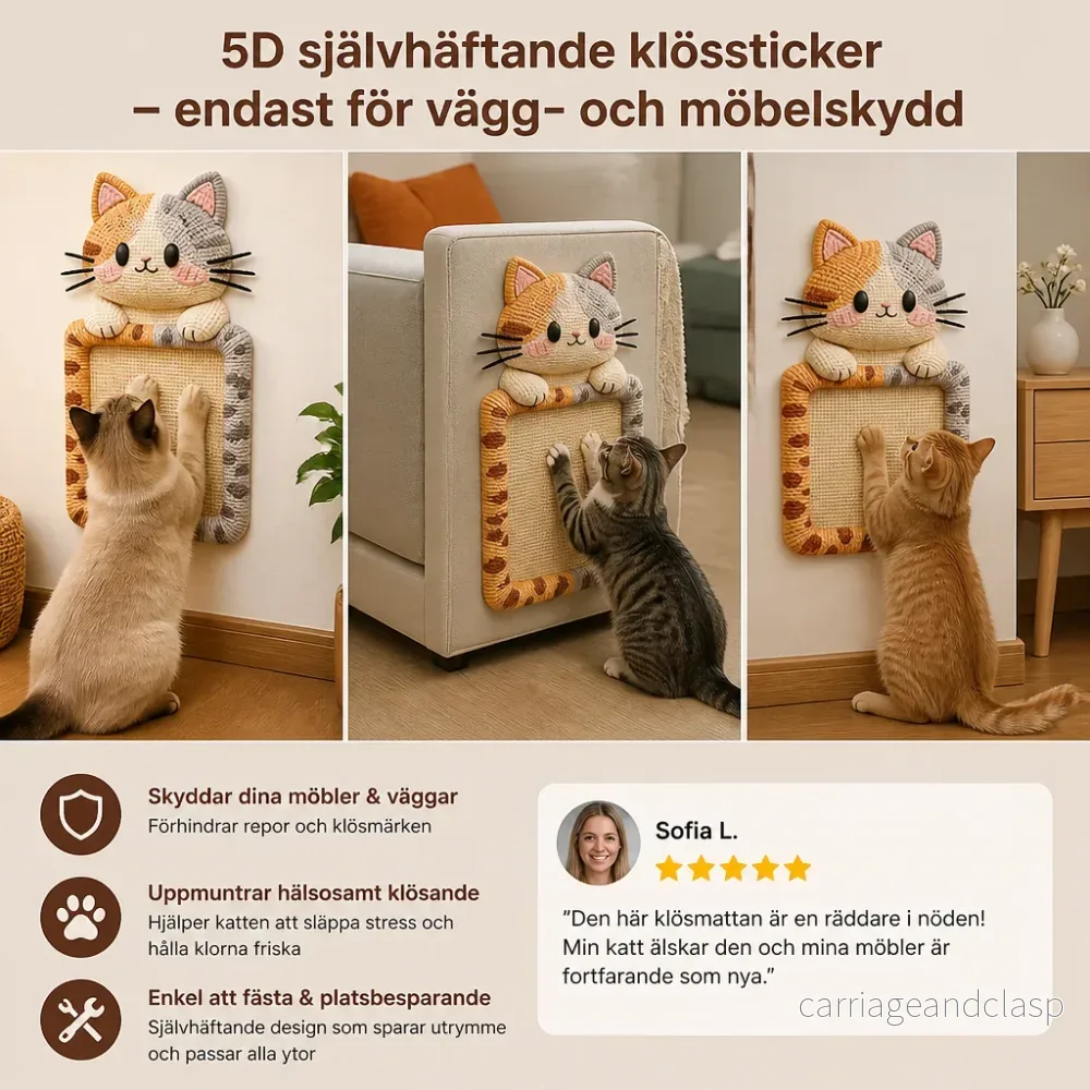 2-i-1 vävd självhäftande kattklösmatta & möbelskydd med interaktiv leksak - Bild 3
