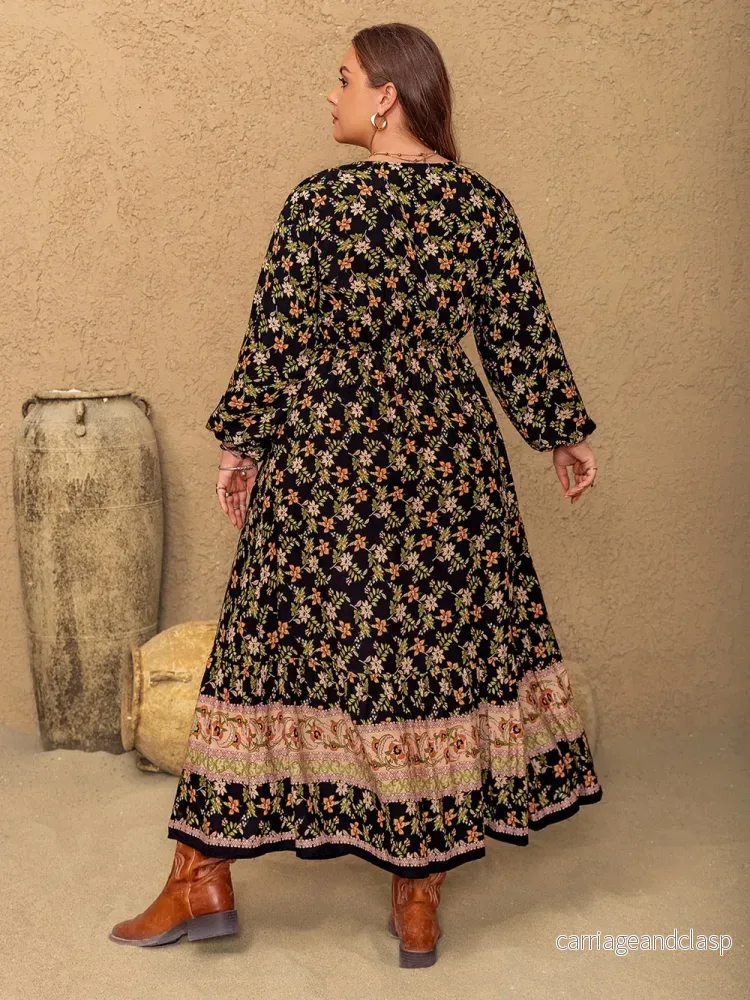Plussize blommig klänning – bohemisk och mjukt fallande - Bild 2