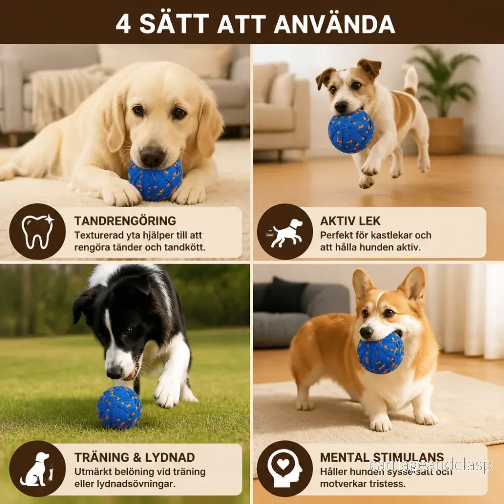 Interaktiv Laddningsbar Hundboll – Smart Rullande Och Tandvårdande Tuggleksak - Bild 3
