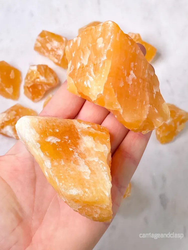 Orange kalcit rå - Bild 3