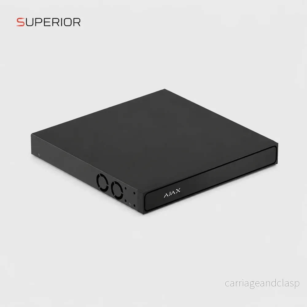 Ajax Systems Superior NVR H2DAI2GAC-inspelare, 8 kanaler, 4K HDMI, utan PoE, med AI, 2x HDD-platser, svart