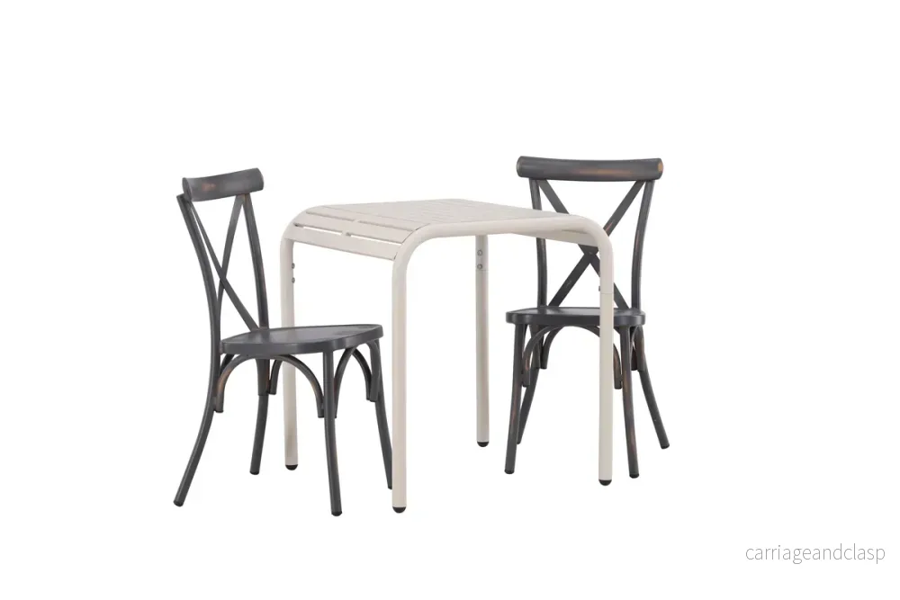 Borneo & Tablas Cafebord Beige + Matstolar Mörkgrå - Bild 3
