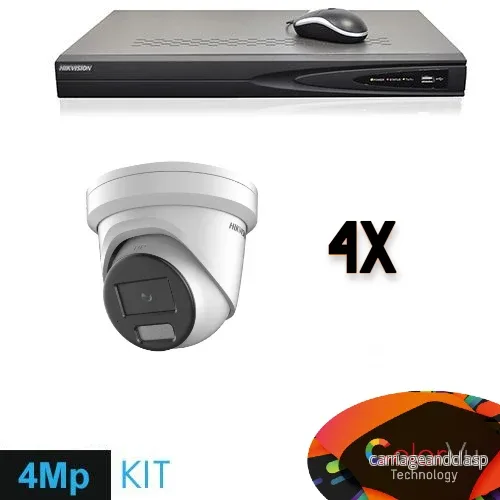 Hikvision Set 4x Turret 4MP + inspelare och kablage Hikvision Set 4x Turret 4MP + inspelare och kablage