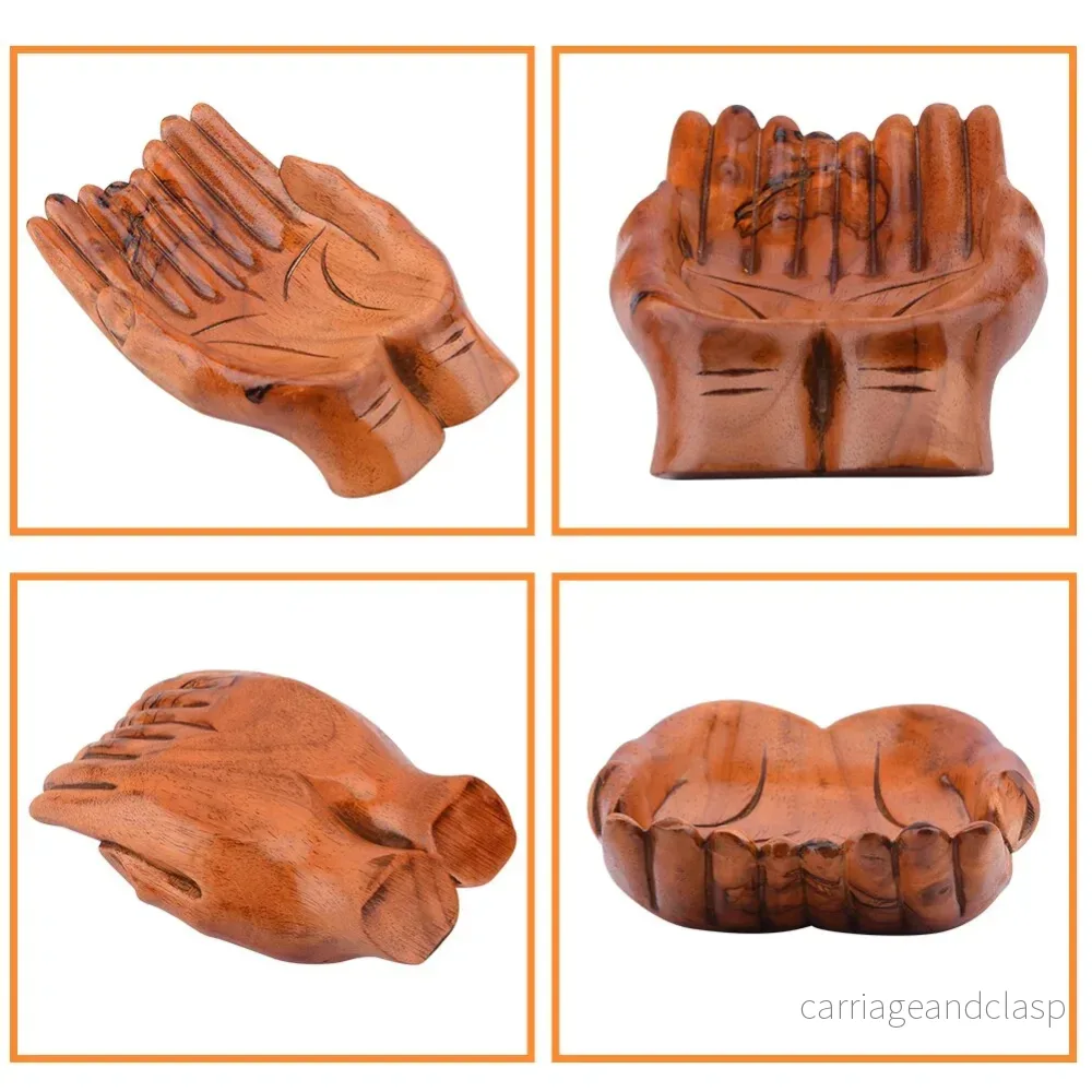 Ge Praying Wooden Carved Hands Candy Holder Heminredning | Veska - Bild 3