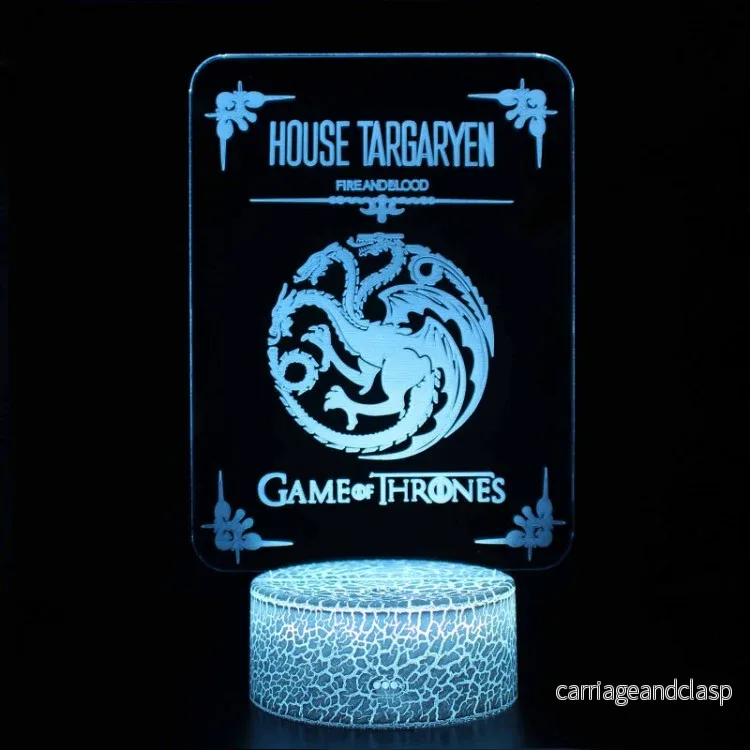 3D Lampa Game Of Thrones Hus Targaryen | Veska 3D Lampa Game Of Thrones Hus Targaryen | Veska