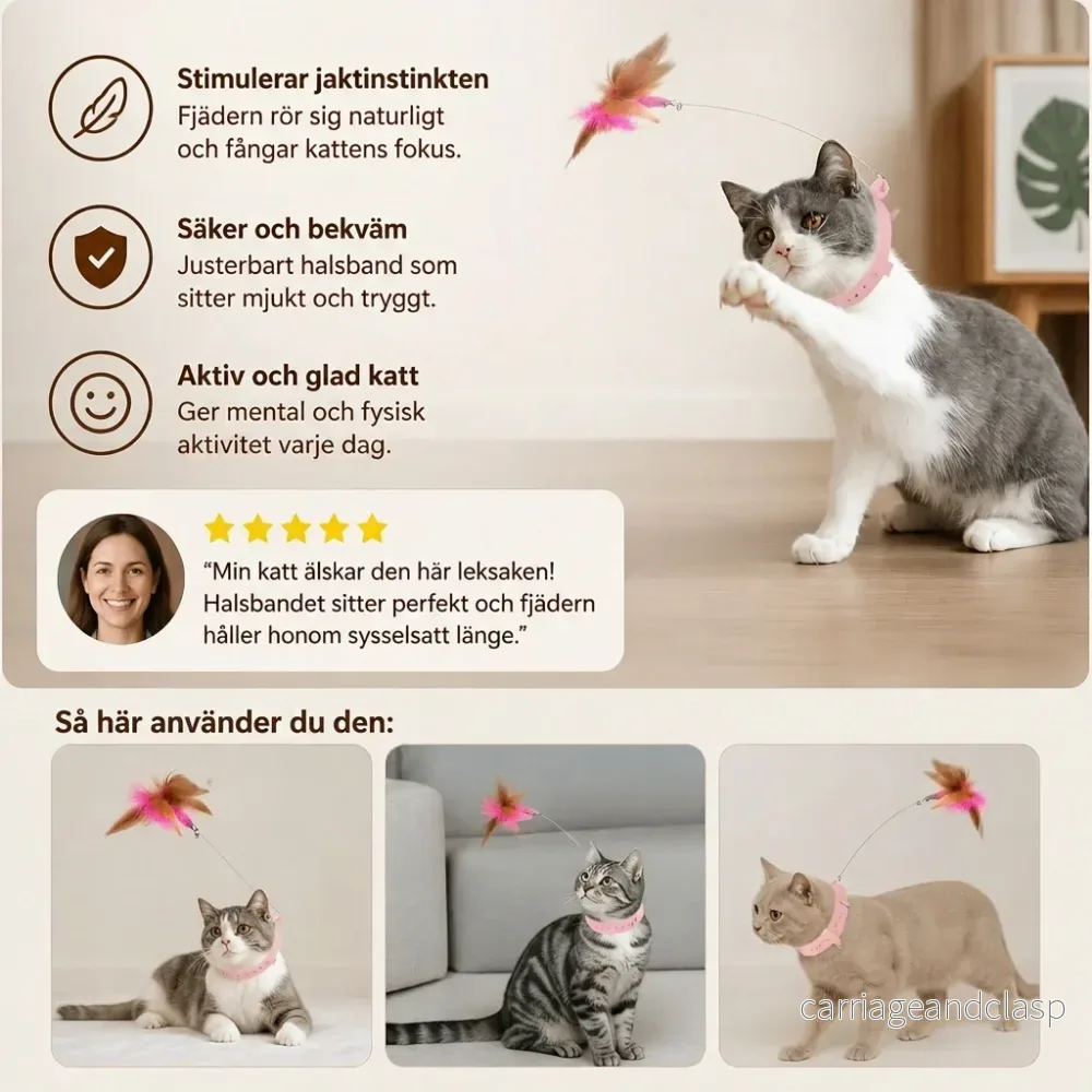 Interaktiv Kattleksak Med Fjäder Med Justerbart Halsband Och Lockande Lekfunktion - Bild 3